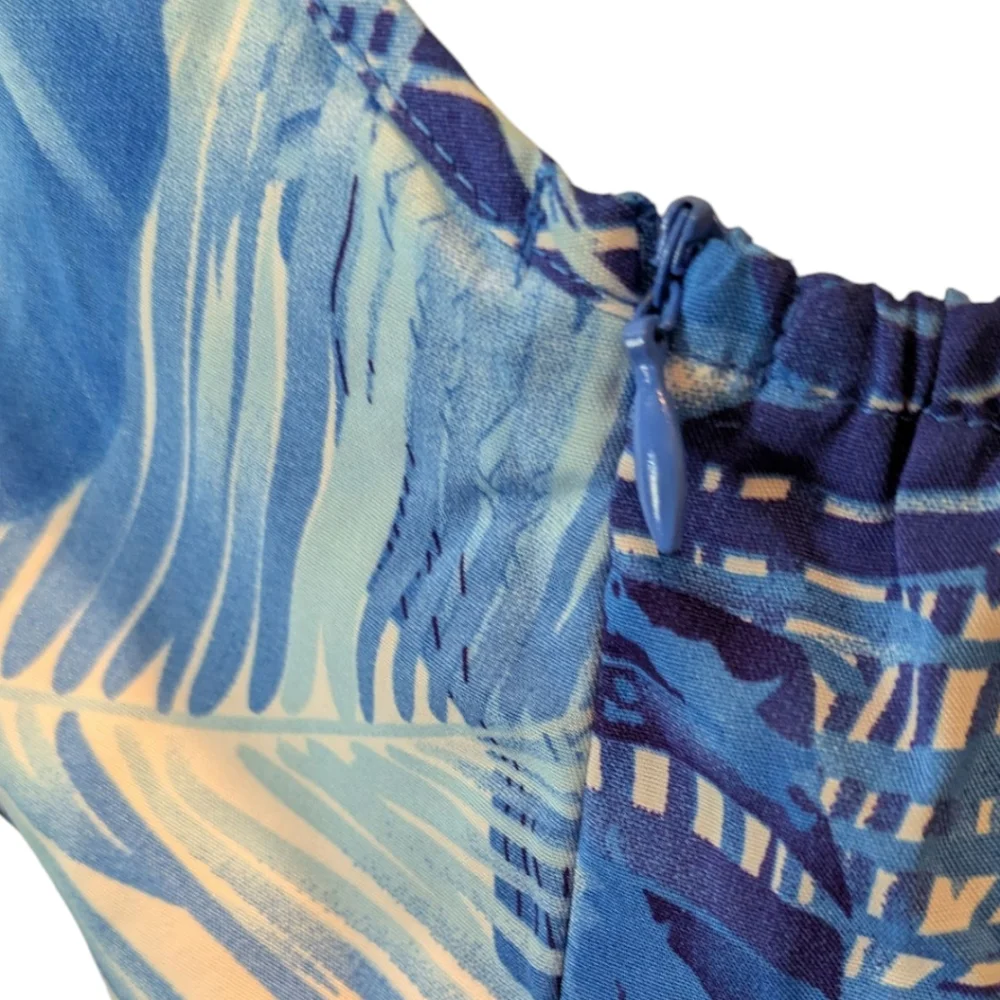 Hawaiianize Blue Tropical Print Cotton Maxi Dress Women's Large NWT